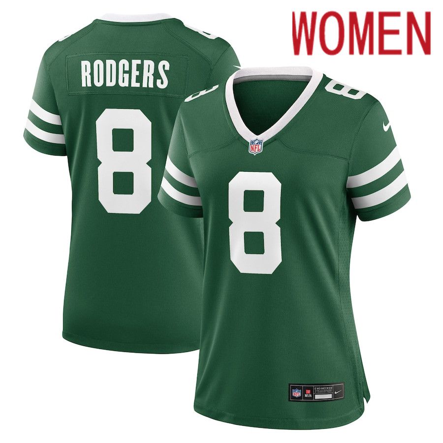 Women New York Jets #8 Aaron Rodgers Nike Legacy Green Game NFL Jersey->women nfl jersey->Women Jersey
